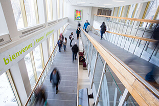 Students walking up the Arts ramp.